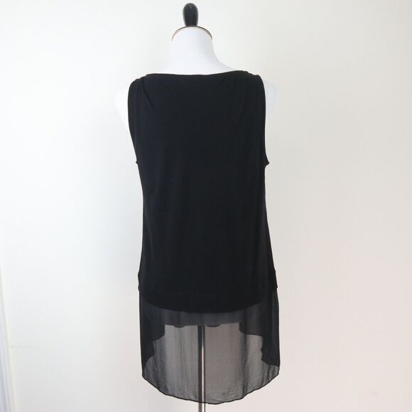 Eileen Fisher Size S Stretch Silk Jersey Bateau Neck Top Black - Picture 4 of 10